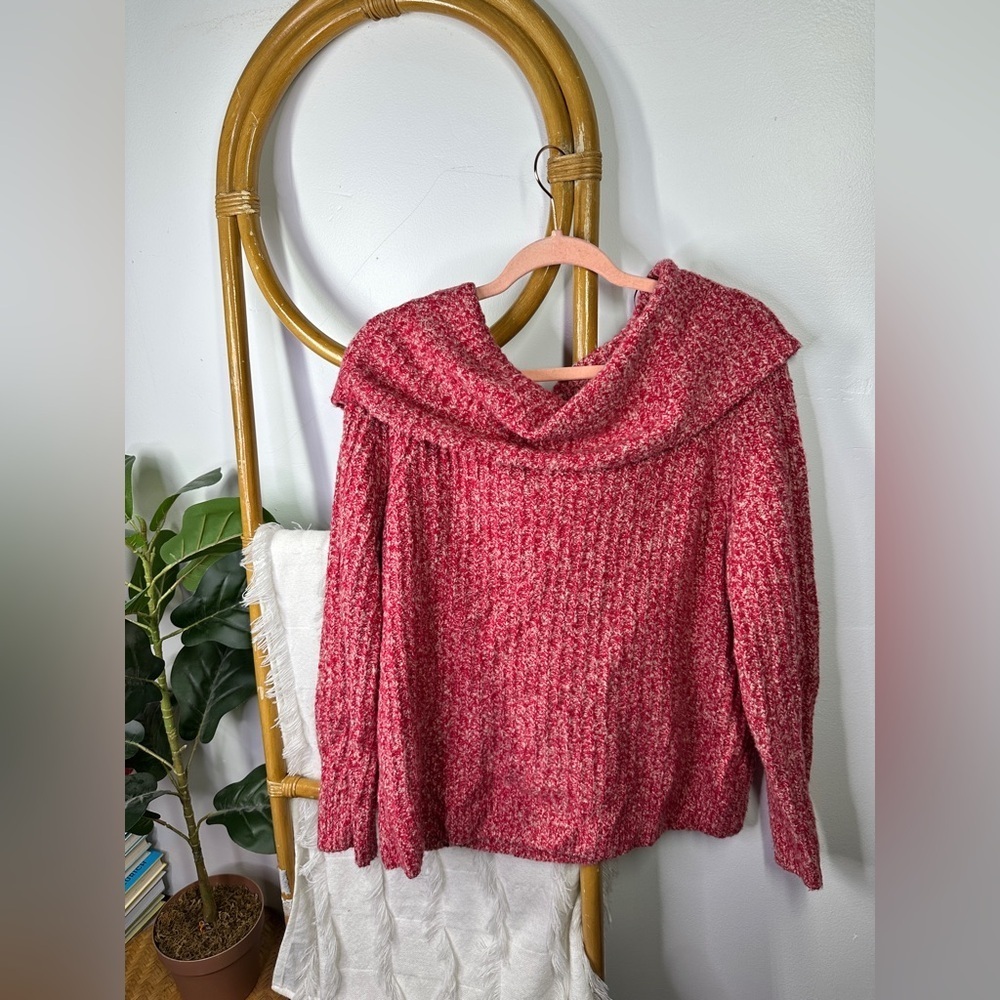 Madewell Pink Red Off The Shoulder Sweater sz L